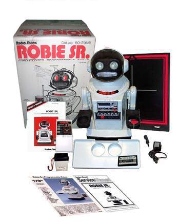 Robie Sr robots is a truely astounding robot that shows What companies did without computers. They did not have a onboard programmable computer but the programming is done by recording the movement commands to a regular cassette tape which can be played back at certain times by using the builtin clock