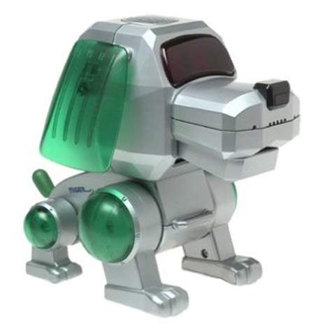 silver robot dog toy